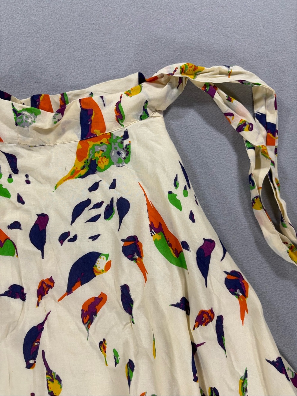 Anthropologie porridge Cream Floral Midi Skirt with Multicolor Print birds S - Picture 9 of 11